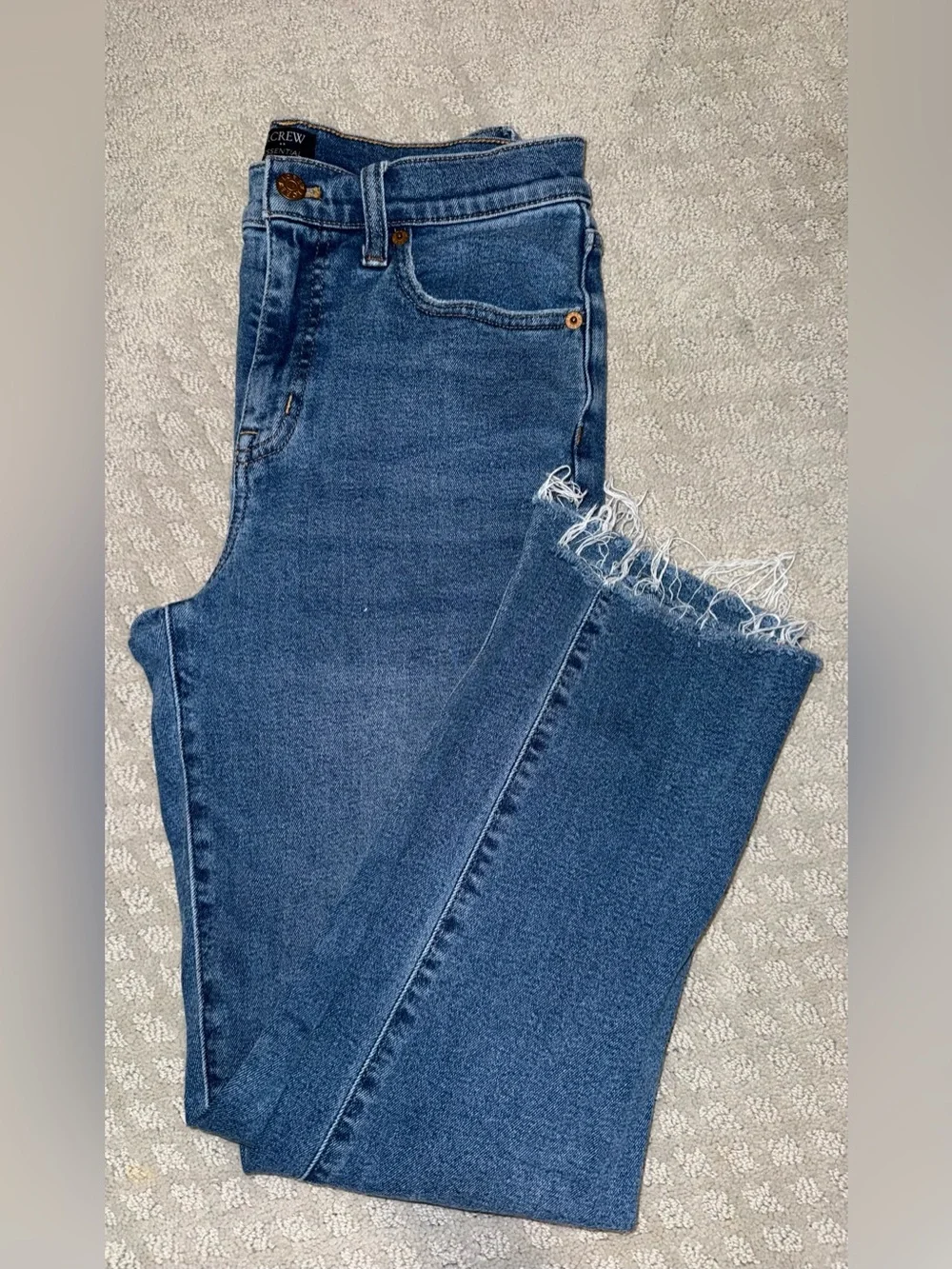 J. Crew Raw-Hem ankle Denim Jeans in Medium Blue
